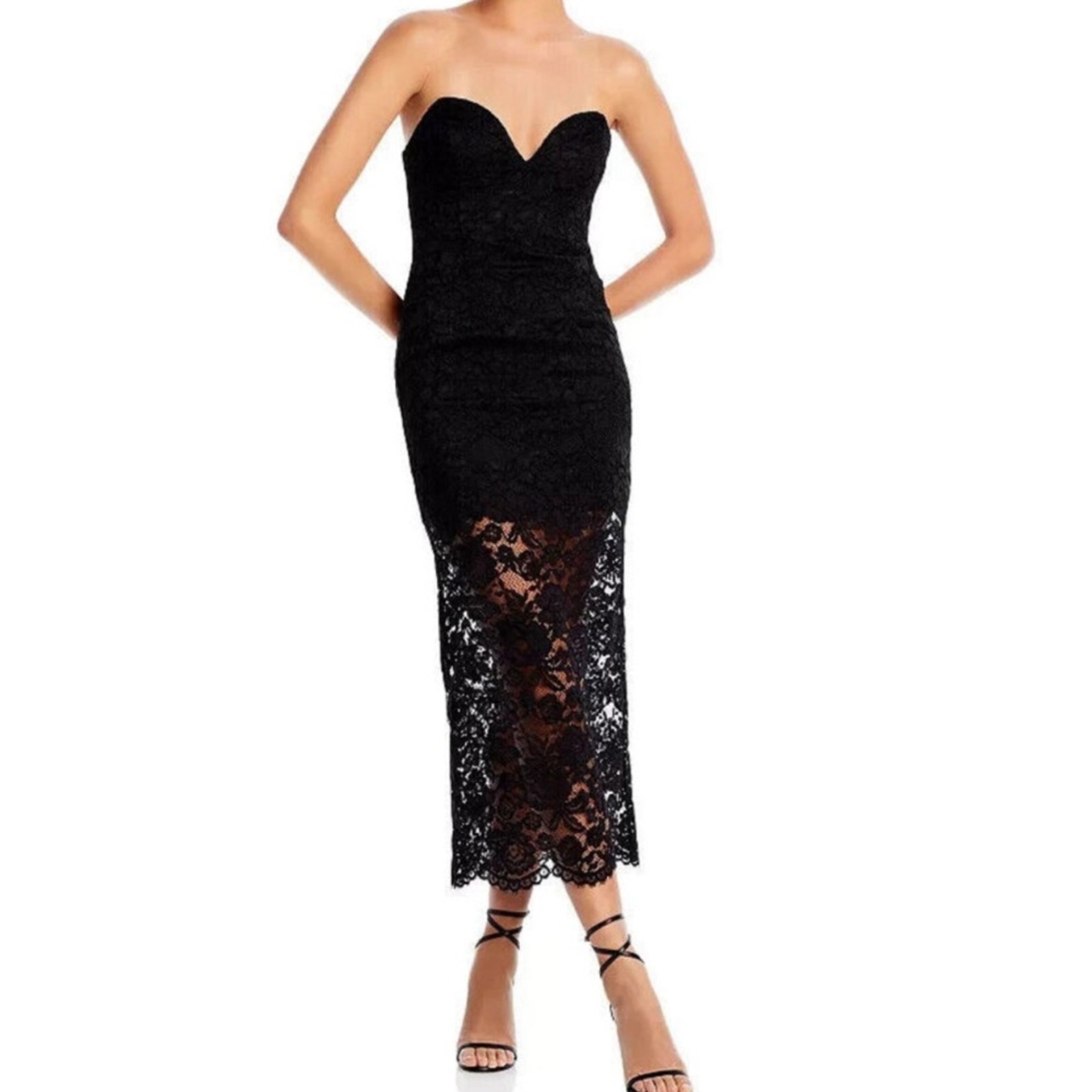 Bardot Artemis Midi Lace Strapless Dress Size Large / Us 8